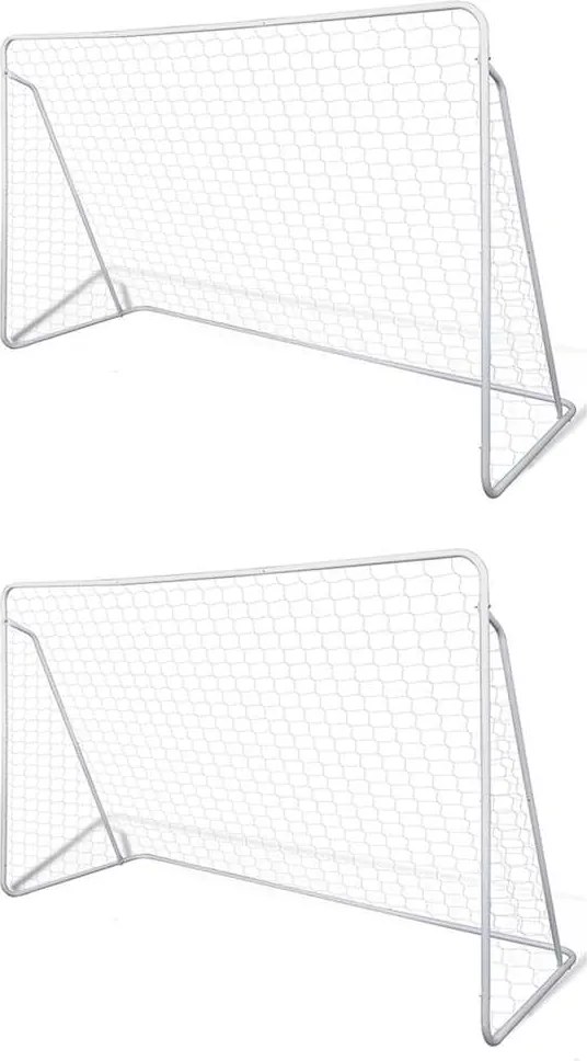 vidaXL Porți de fotbal cu plasă, 2 buc, 240 x 90 x 150 cm, oțel