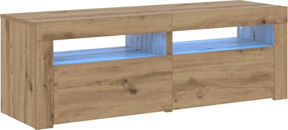 vidaXL Dulap TV cu LED stejar artizanal 120x35x40 cm lemn prelucrat