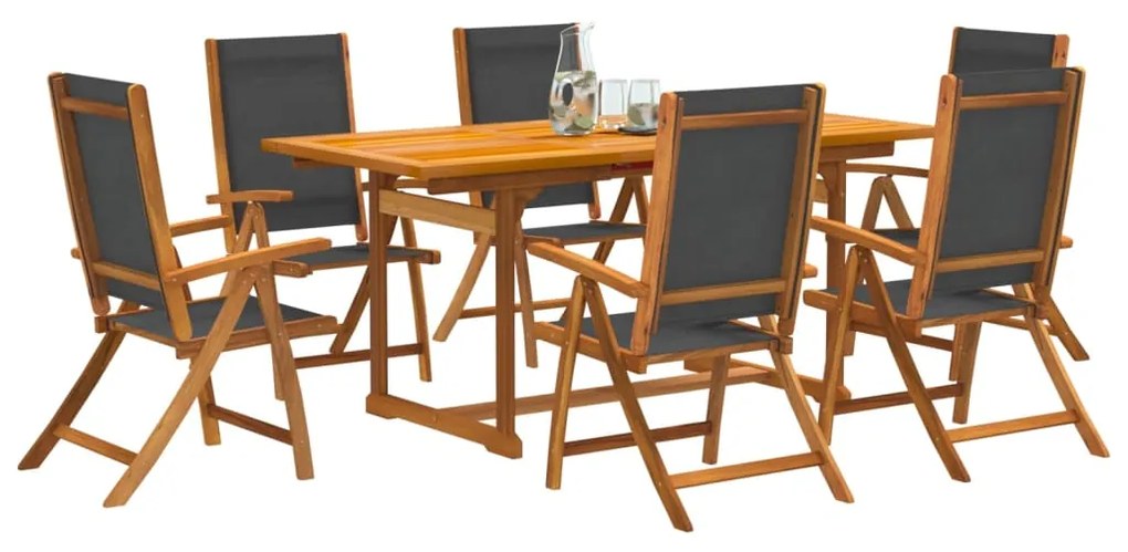 vidaXL Set mobilier de grădină, 7 piese, lemn masiv acacia/textilenă