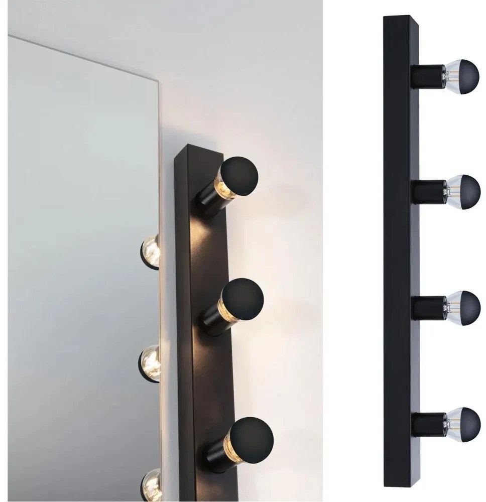 Corp de iluminat pentru oglindă de baie Paulmann 80099 4xE14/40W IP44 REGULA 230V negru