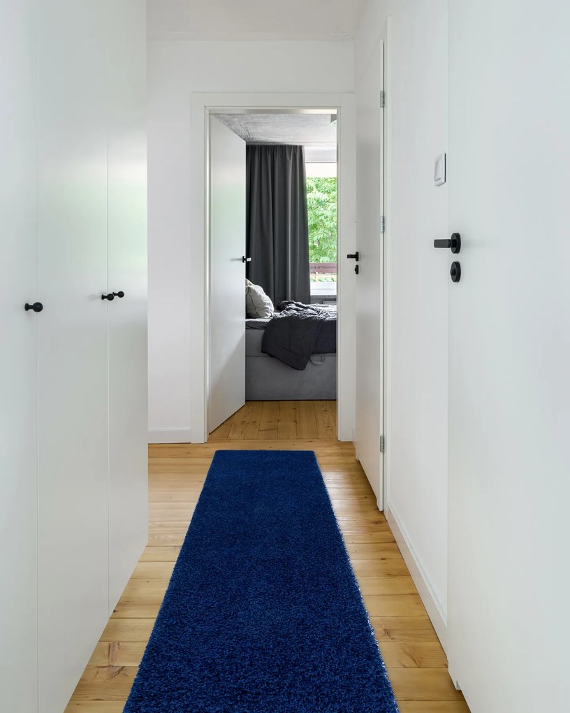Covor, Traversa SOFFI shaggy 5cm albastru inchis - pentru bucătărie, hol și coridor