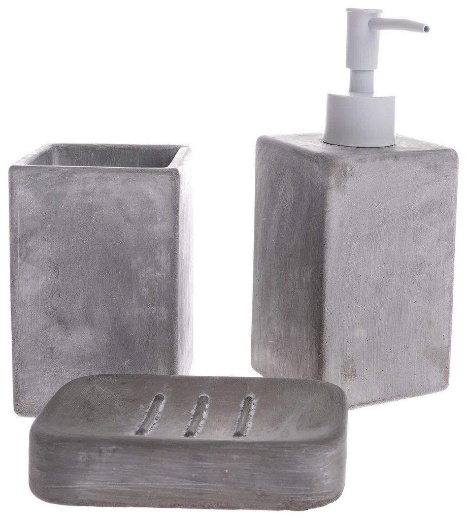 Set de accesorii de baie din ciment Bain 3 buc,gri