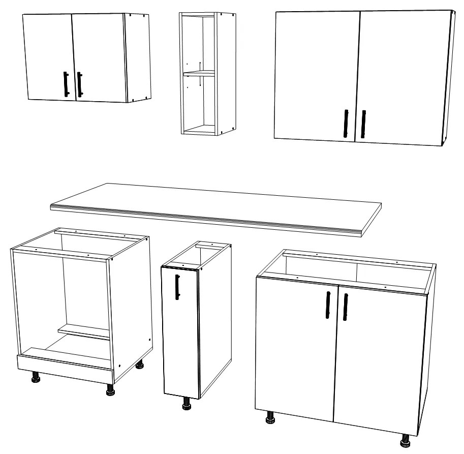 Set haaus V7, Stejar Sonoma Inchis/Alb, Blat Thermo 28 mm, L 160 cm