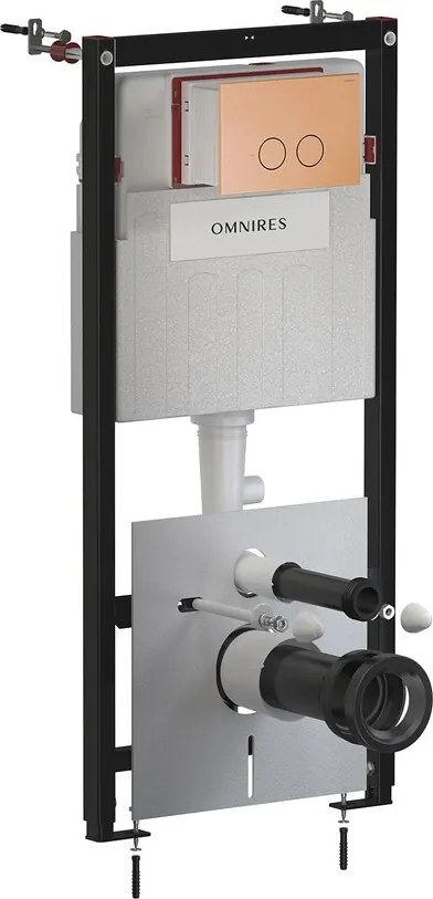 Rezervor incastrat Omnires StrongFrame ECO pentru vas WC suspendat si clapeta de actionare Steel-R45 finisaj cupru periat
