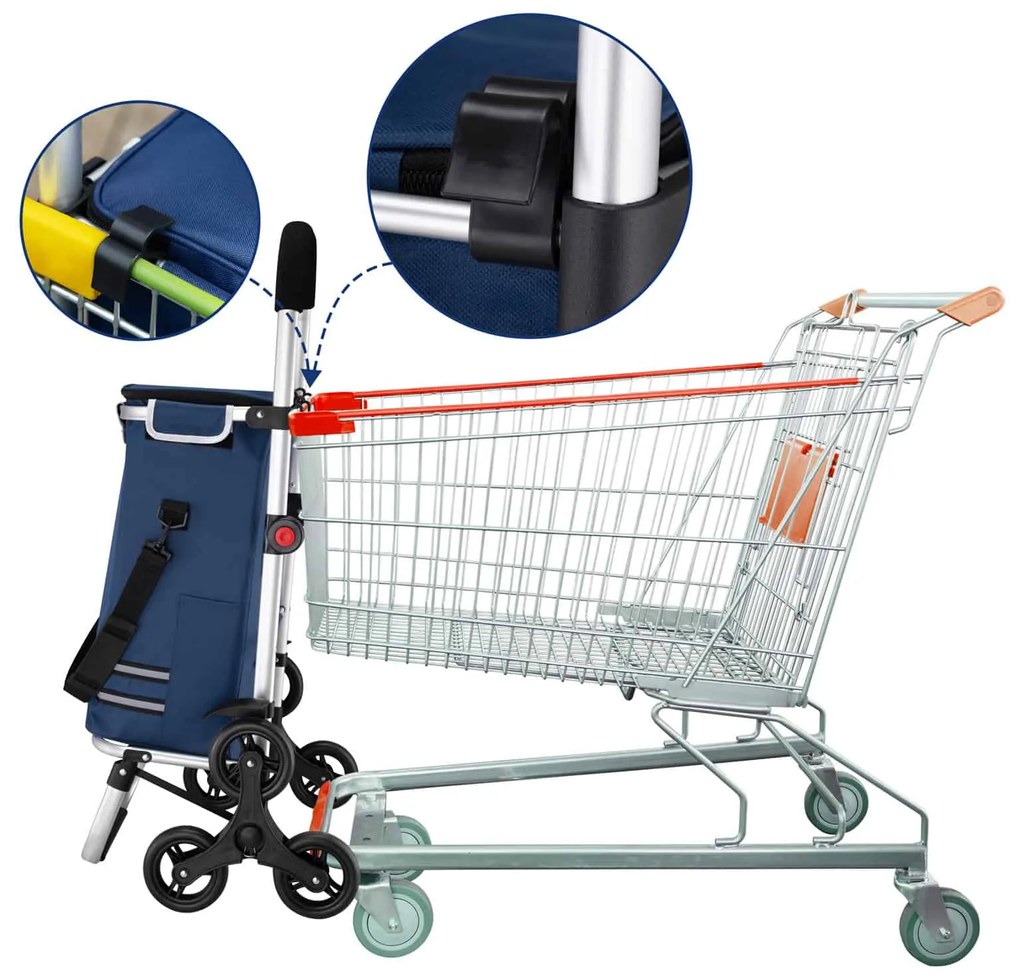 Deuba Coș de cumpărături cu roți - albastru