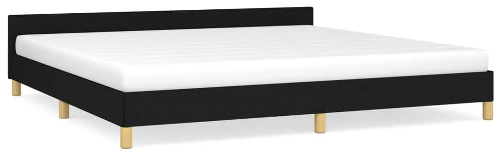 347441 vidaXL Cadru de pat cu tăblie, negru, 200x200 cm, textil
