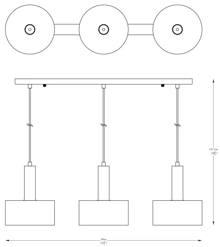 Lustra cu 3 Pendule metalice design minimalist LEO