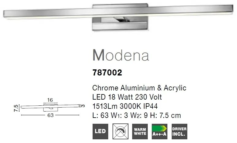 Aplica perete LED pentru baie IP44 Modena 18W NVL-787002