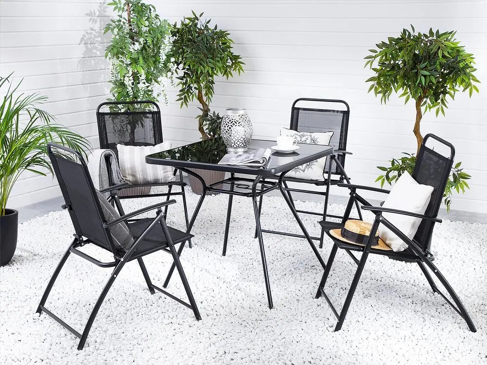 Set de masă pentru grădină Love (negru) (4 scaune). 1011671