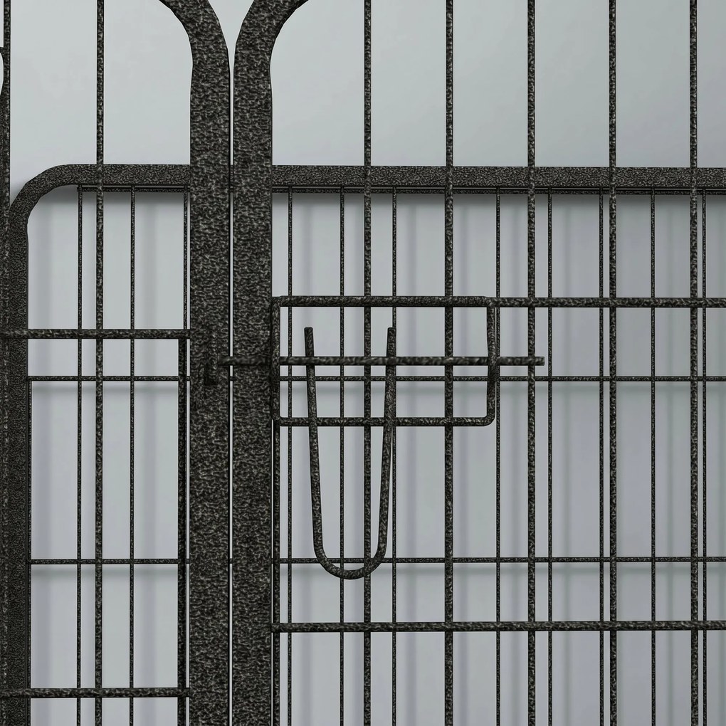 PawHut Gard Metalic Pliabil pentru Câini Interior/Exterior Ușă Zăvor Tăruși, 82x82x60cm, Gri | Aosom Romania