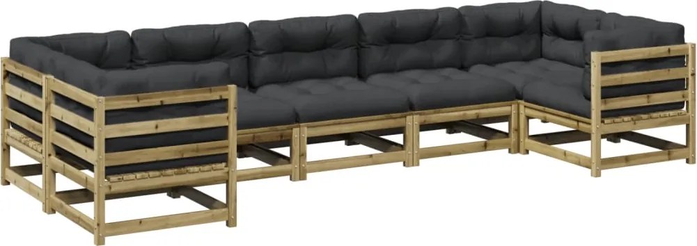 vidaXL Set canapele grădină cu perne, 7 piese, lemn de pin tratat