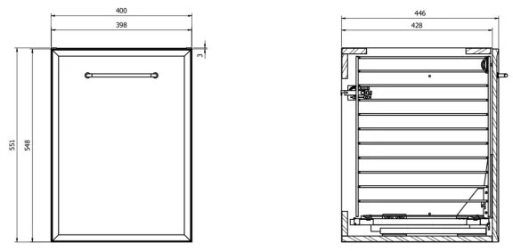 Cersanit S1022-012 - Dulap suspendat pentru baie MILLE cu coș pentru rufe, 40x45 cm, negru