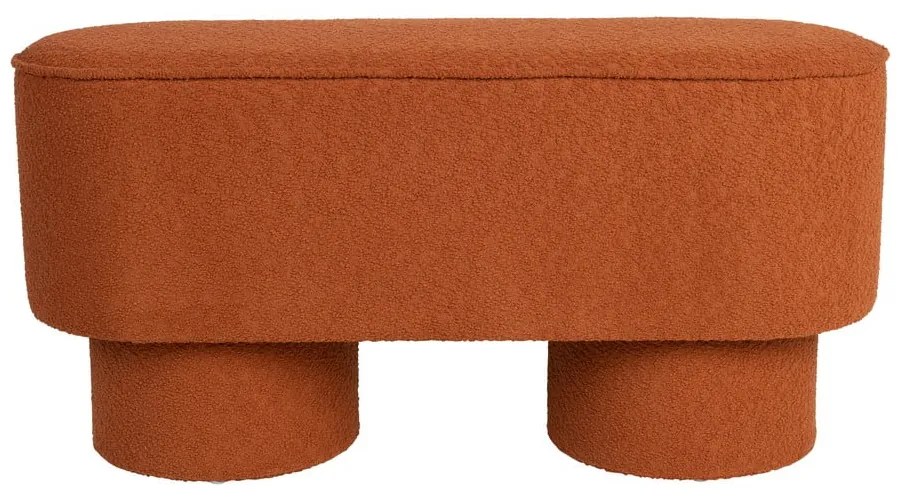 Bancă cărămizie cu tapițerie din țesătură bouclé Marcos – White Label