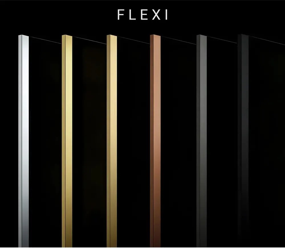 Paravan de dus fumuriu Rea Flexi Grey 110 cm auriu periat