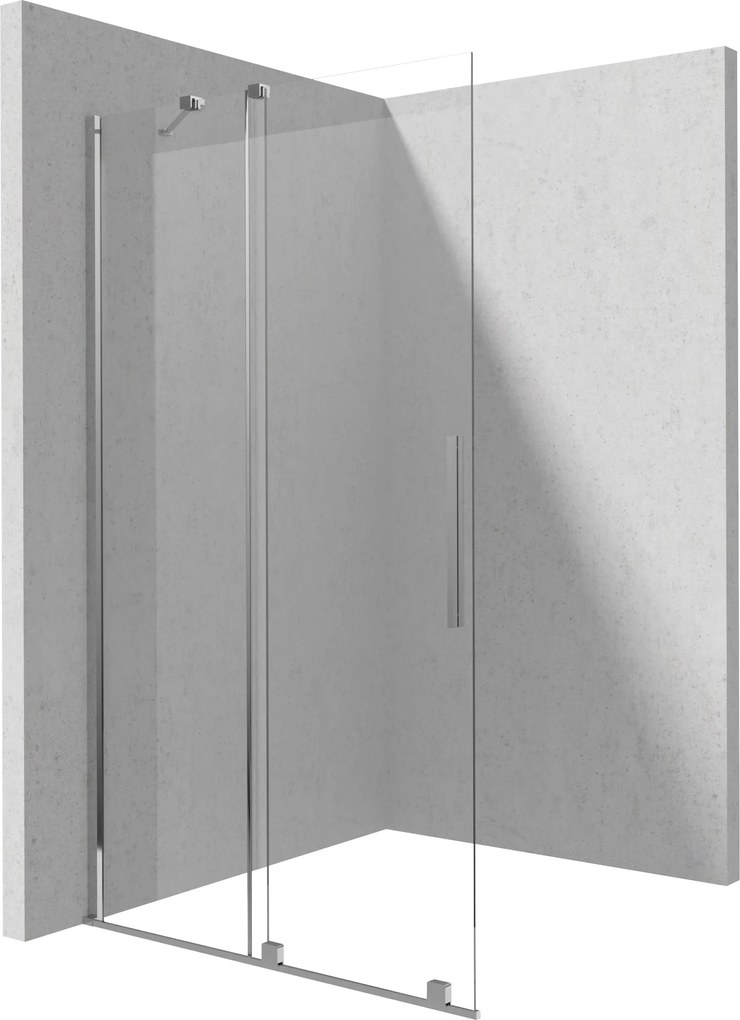 Paravan dus sticla securizata walk-in cu usa glisanta, 90x195 cm, crom lucios, Deante Prizma 900x1950 mm, Crom lucios