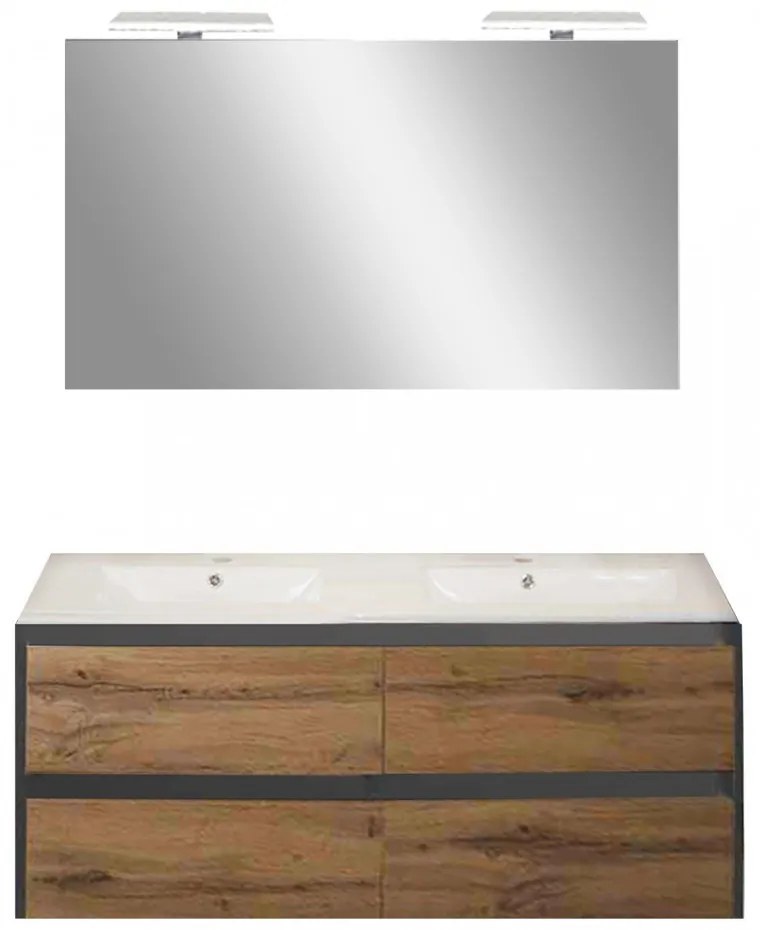 Mobilier complet de baie Porto Prime 120 în culoarea stejarului rustic antracit