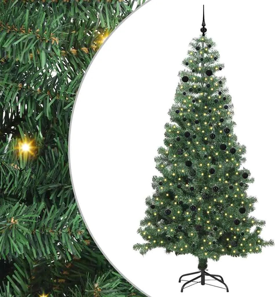 vidaXL Brad de Crăciun cu 300 LED cu suport Verde 240 cm PVC