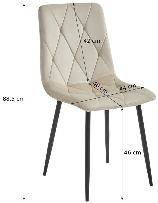 Scaun de dining din catifea neagra LIBRA cu picioare negre