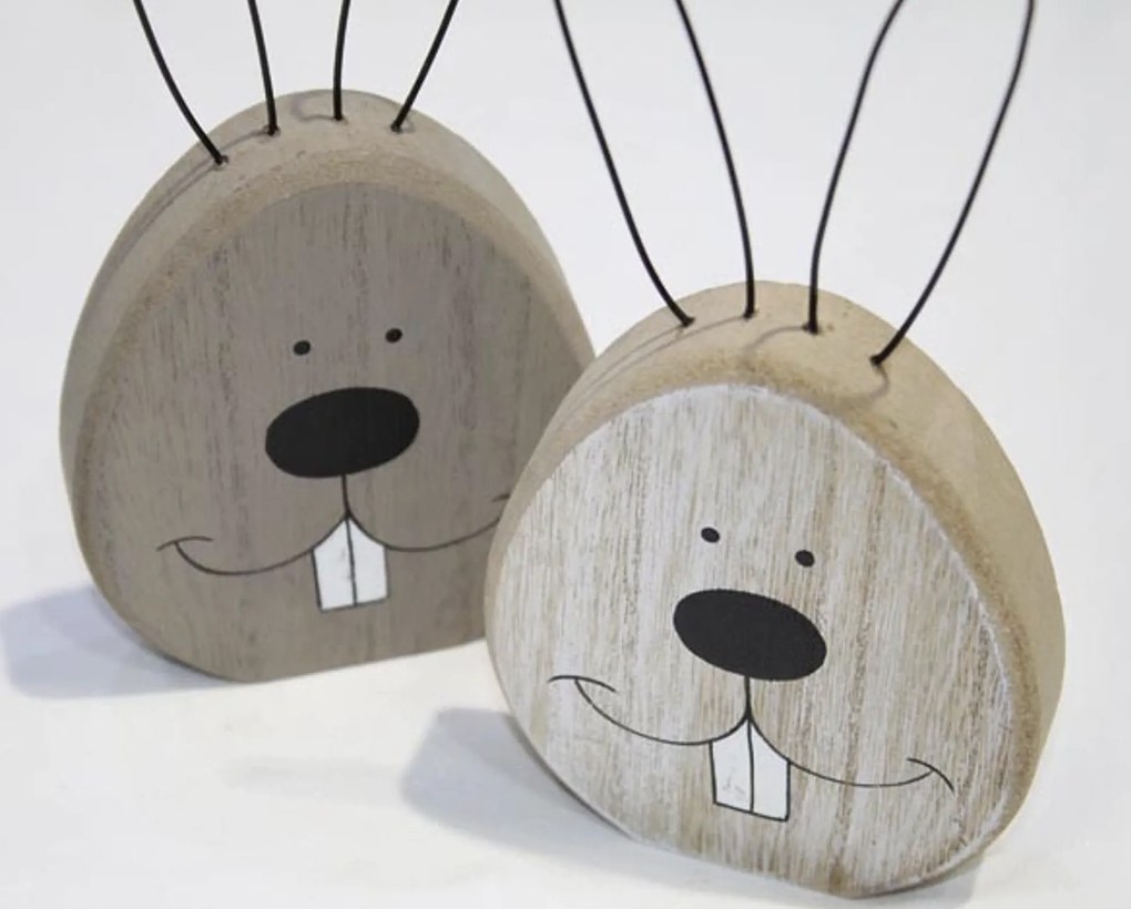 Iepure de lemn RABINA cu urechi de metal, 18,5 cm - mai multe variante