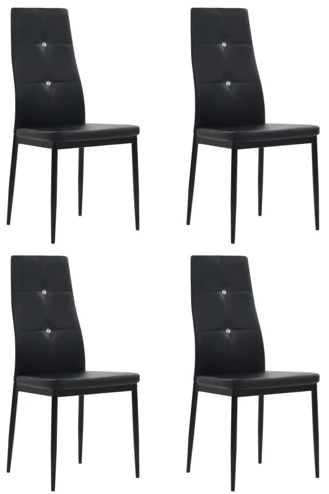 vidaXL Scaune de sufragerie, 4 buc., negru, piele ecologică