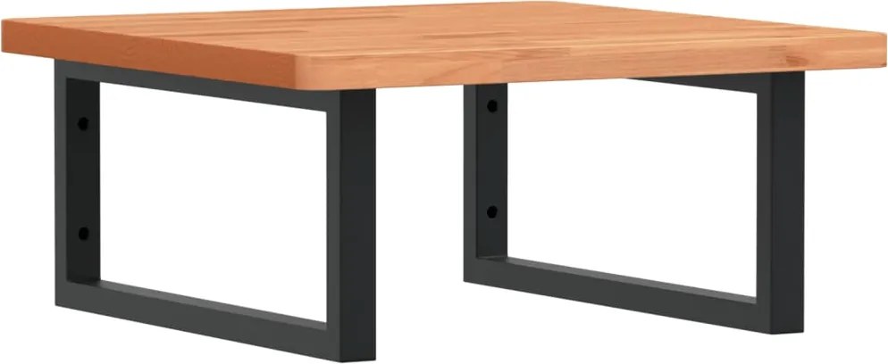 vidaXL Raft pentru lavoar montat pe perete, oțel și lemn masiv fag