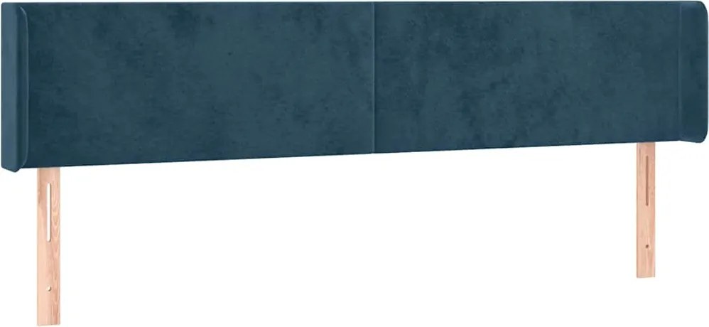 vidaXL Tăblie pat cu aripioare albastru închis 183x16x78/88 cm catifea