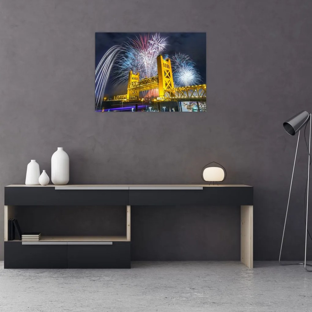 Tablou pe sticlă - Noaptea de Revelion (70x50 cm)