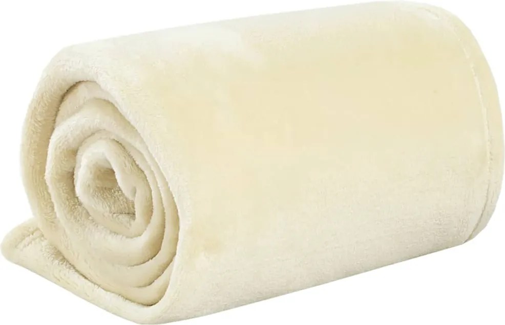 vidaXL Pătură, crem, 150x200 cm, poliester