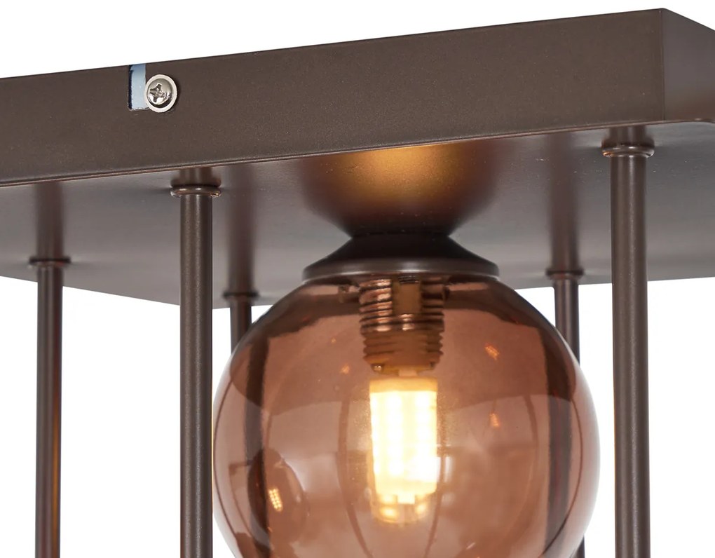 Plafonieră de design bronz cu sticlă bronzată 9 lumini - Athens