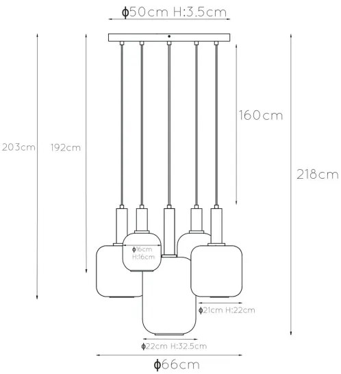 Lucide 45494/15/65 - Lustră pe cablu JOANET 5xE27/40W/230V