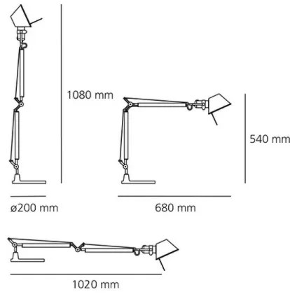 Artemide AR A005940+AR A008610 - Lampă de masă TOLOMEO MINI 1xE27/70W/230V