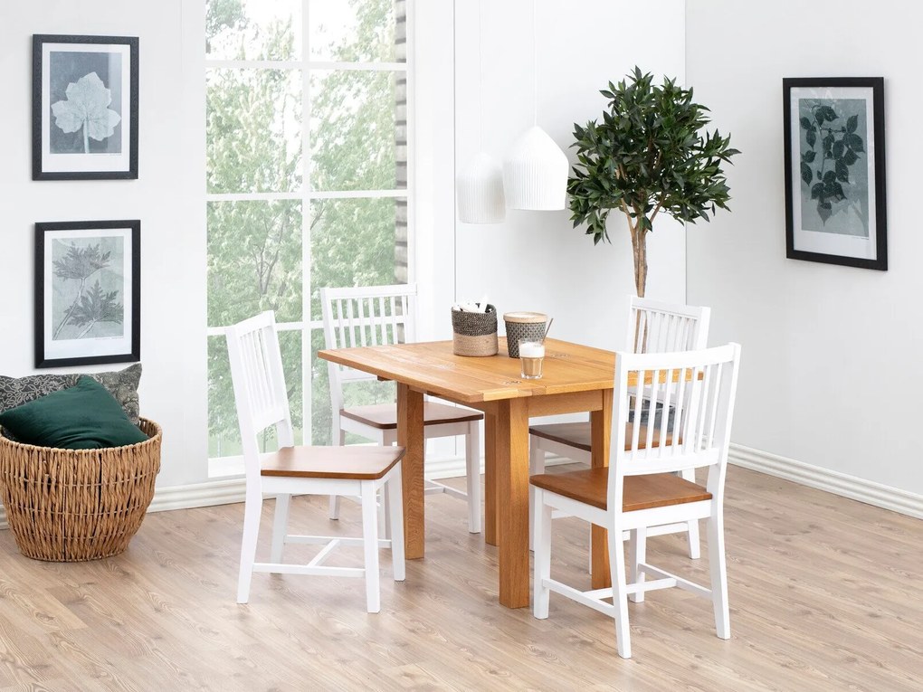 Set de mese Oakland 91775x100x45cm, Numărul de locuri: 4, Unghiular, Stil: Scandinav, Lemn: Stejar, Cauciuc