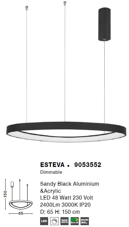 Lustra LED design modern circular ESTEVA negru NVL-9053552