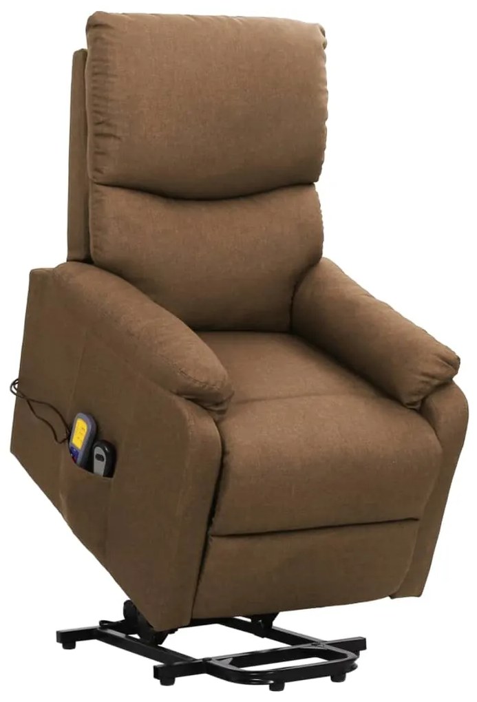 vidaXL Fotoliu de masaj cu ridicare, gri taupe, material textil
