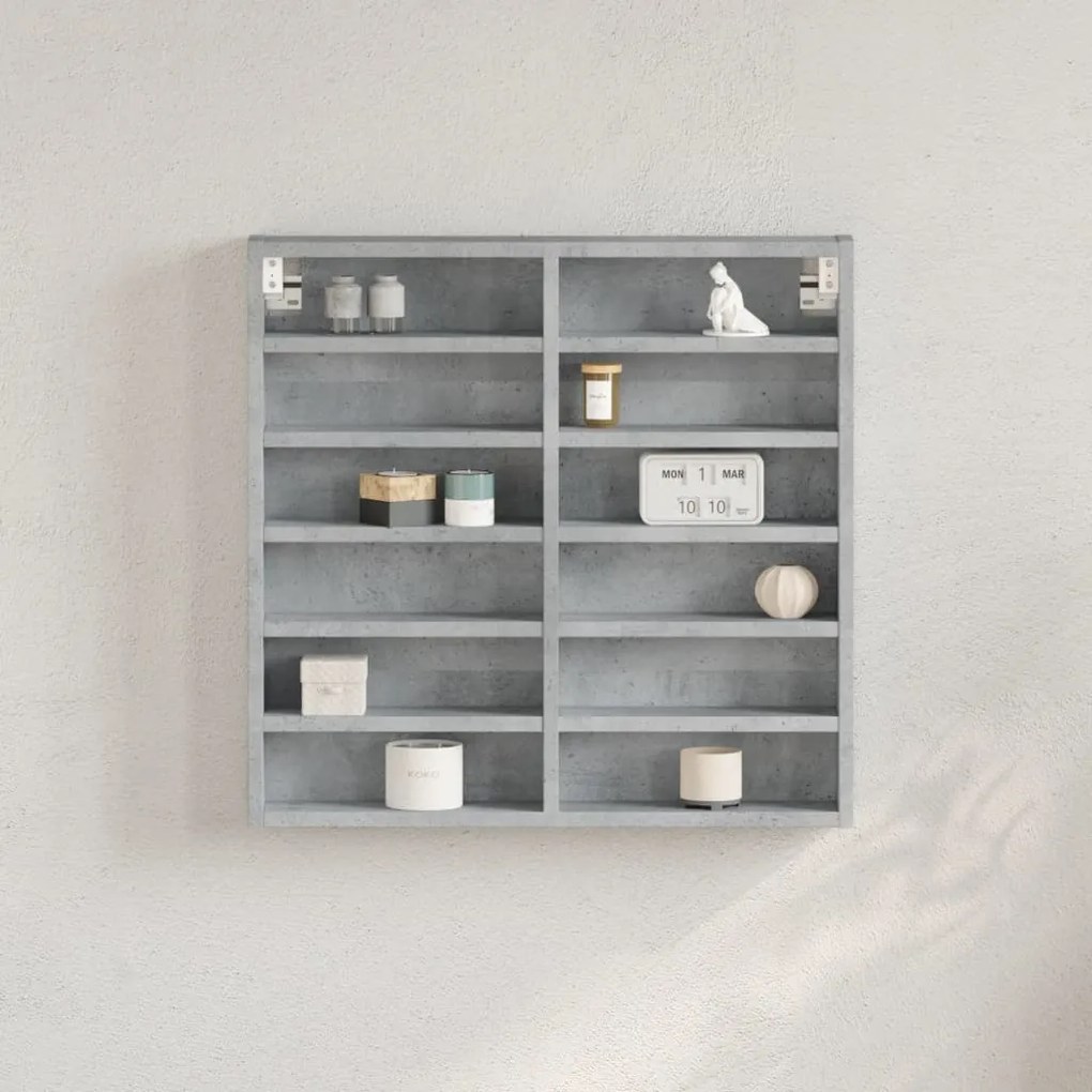vidaXL Dulap cu vitrină, gri beton, 60x8,5x58 cm, lemn prelucrat