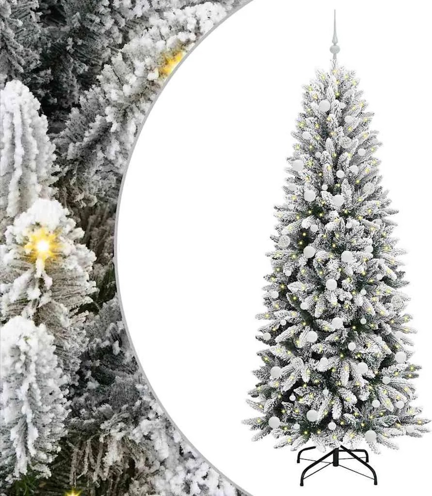 vidaXL Brad de Crăciun artificial cu 300 LED cu suport Alb 210 cm