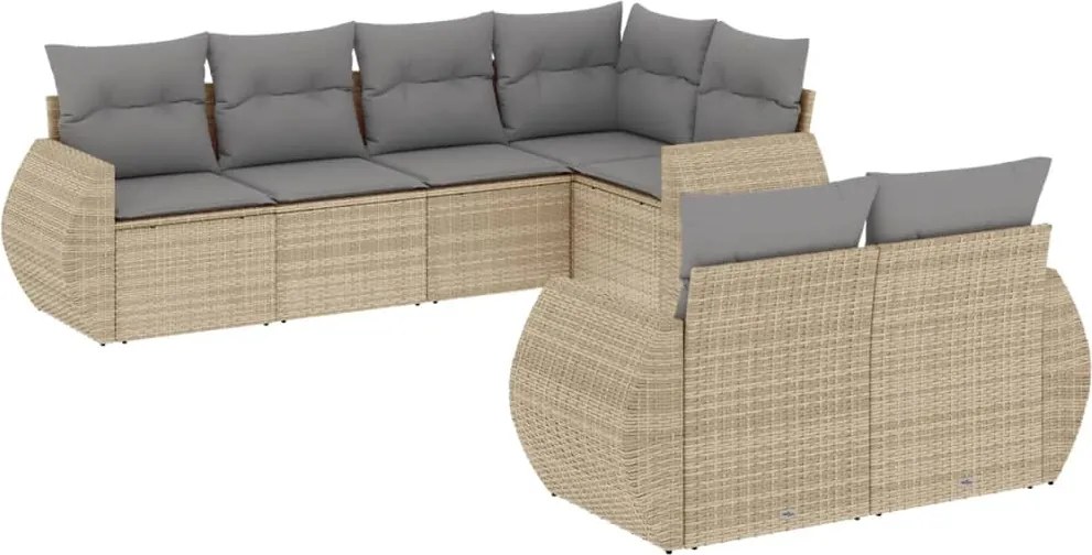 vidaXL Set canapele de grădină, 7 piese, cu perne, bej, poliratan