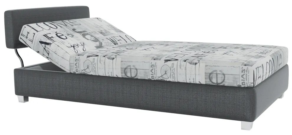 Pat de zi poziţionabil, gri închis/model, DOMEN NEW