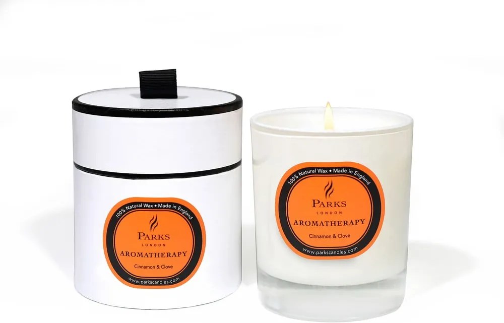 Lumânare parfumată Parks Candles London Aromatherapy, aromă de scorțișoară și cuișoare, 45 ore