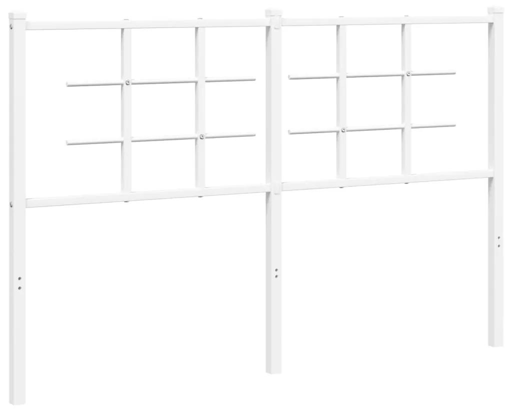 355642 vidaXL Tăblie de pat metalică, alb, 135 cm