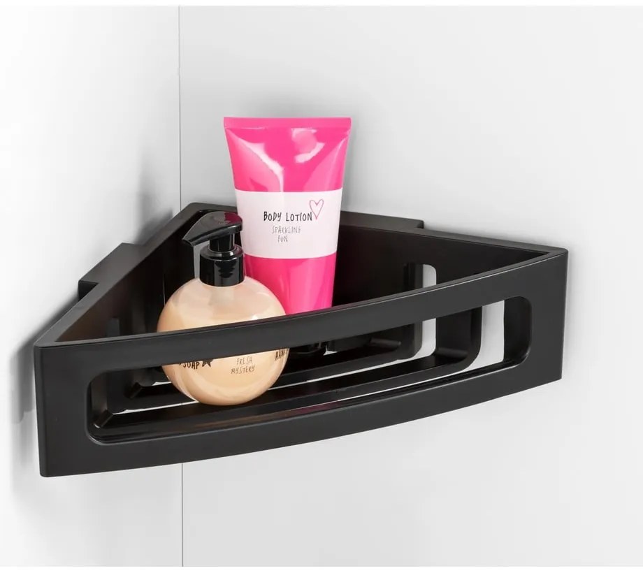 Raft de baie negru autoadeziv pe colț din plastic Bralia - Wenko