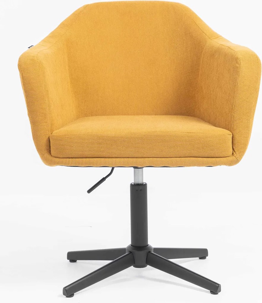 HR832CROSS Scaun Catifea Reiată Premium culoare Curry Galben cu Bază Neagră