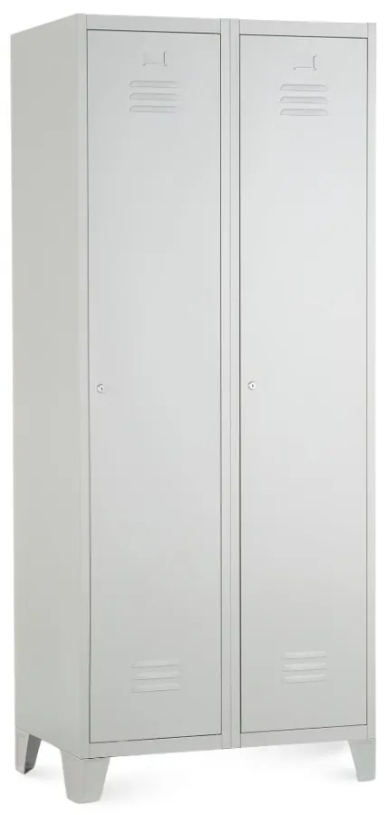 Dulap metalic, 80 x 50 x 190 cm, picioare fixe, încuietoare cilindrică, gri deschis - ral 7035