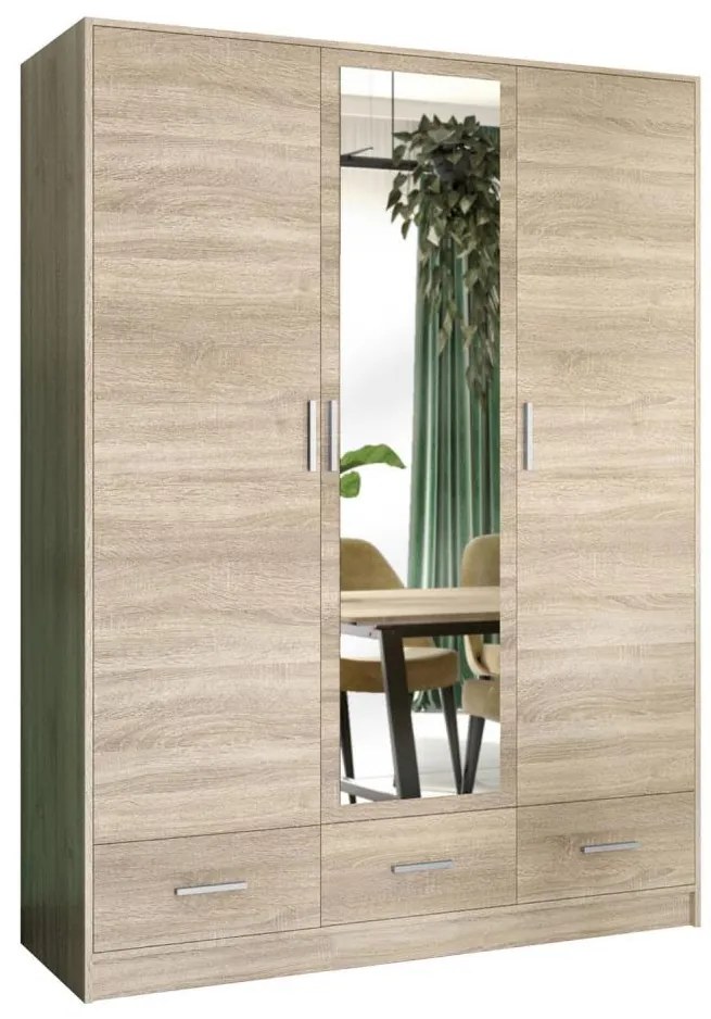 Dulap cu oglindă SANNA 150x215 cm, stejar Sonoma
