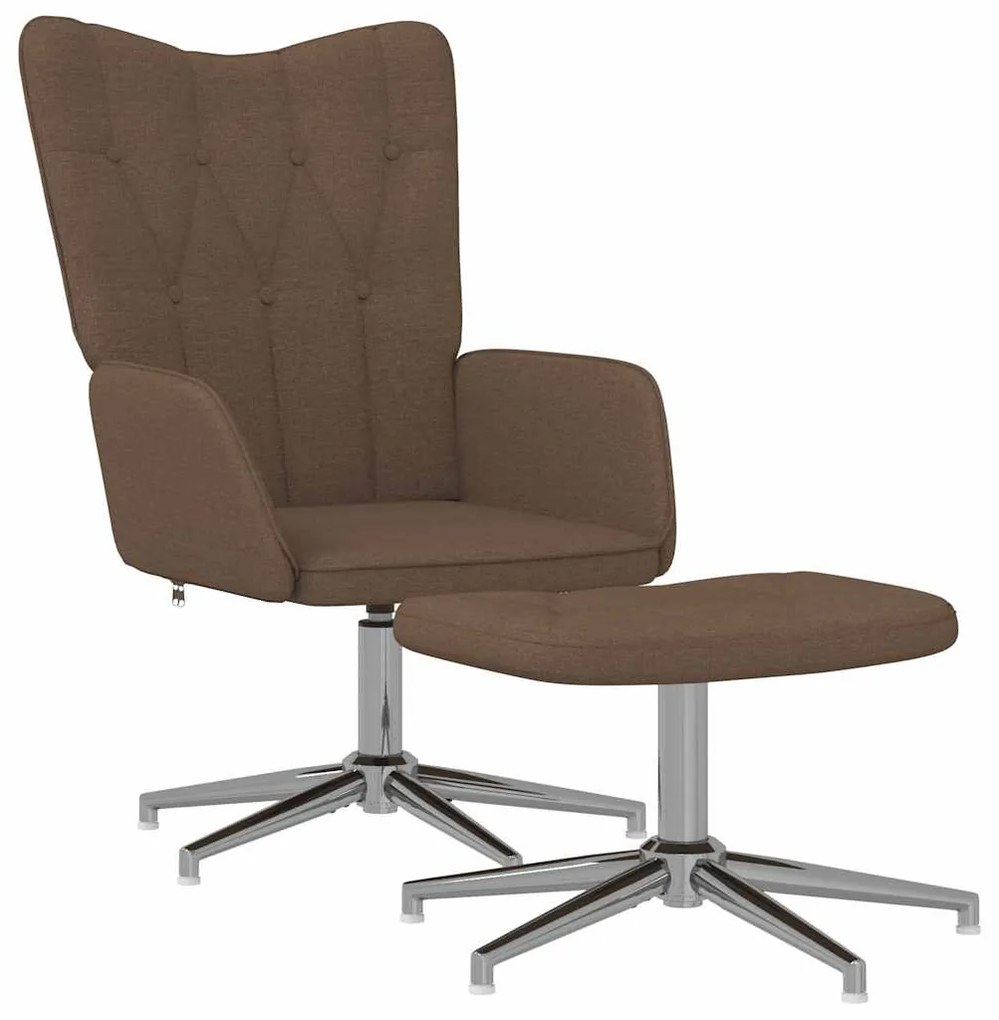 327603 vidaXL Scaun de relaxare cu taburet, maro, textil