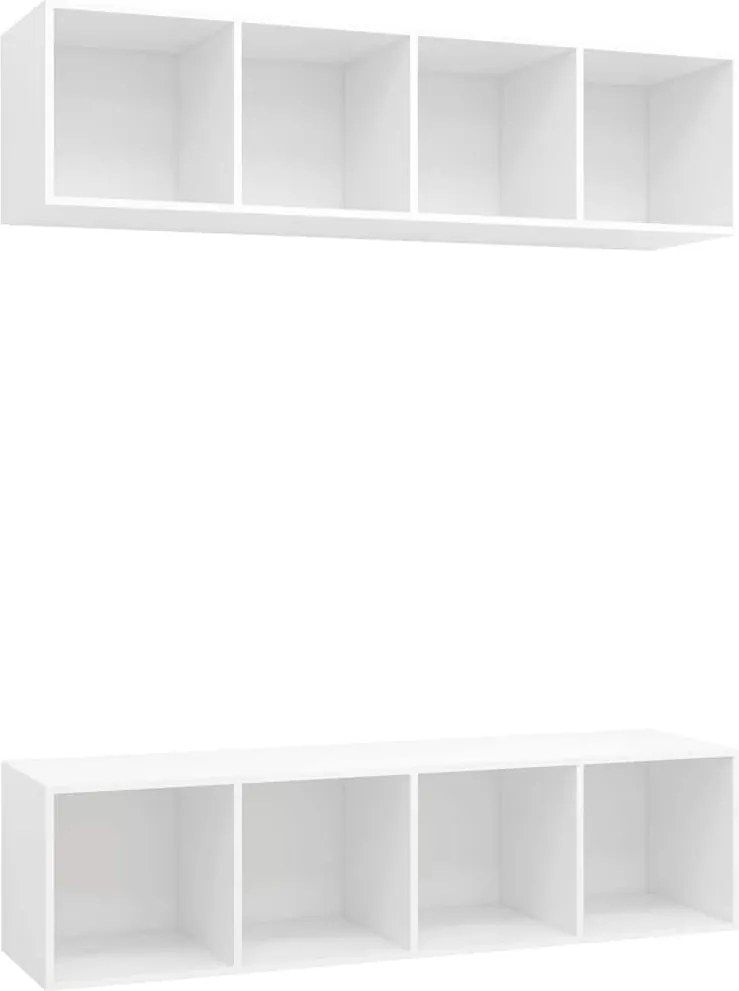 vidaXL Dulapuri TV montate pe perete, 2 buc. alb, lemn prelucrat