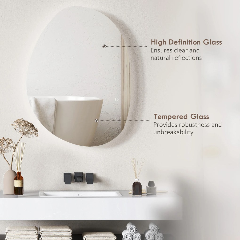 HOMCOM Oglindă de Baie LED cu Comutator Tactil Inteligent și  Intensitate Reglabilă, 80x5x60 cm, Argintiu | Aosom Romania