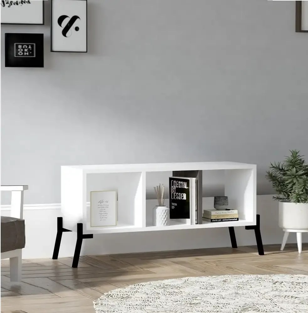 Comoda tv si biblioteca Gordon culoare alb 101 cm