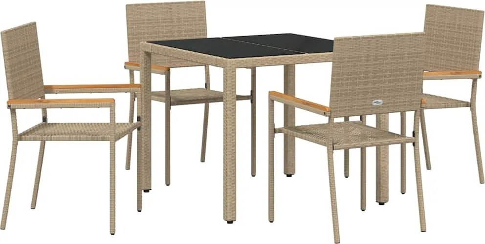 vidaXL Set de masă pentru grădină 5 pcs Bej poliratan