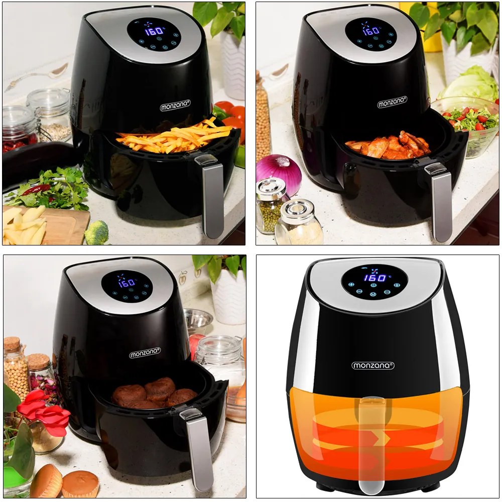 Deuba Cuptor cu aer cald FRYER 1 negru - 9 in 1 cu ecran tactil 1485 W 3,6 l